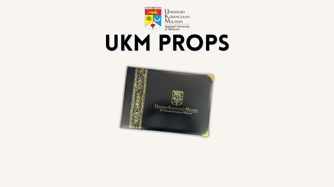 UKM graduation robe and props for rent at The Cade & Co Photography Studio