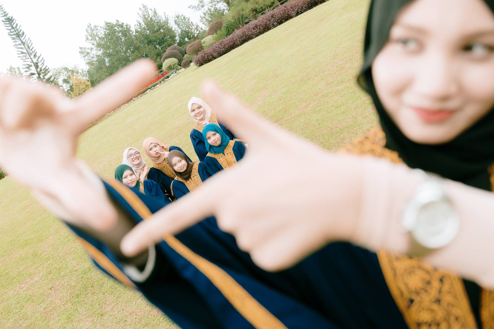 Syarifa and BFF UITM outdoor graduation at Taman Saujana Hijau, Putrajaya