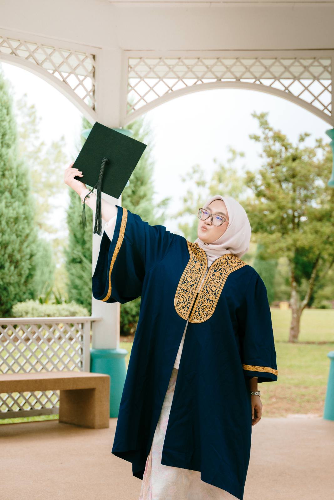 Syarifa and BFF UITM outdoor graduation at Taman Saujana Hijau, Putrajaya